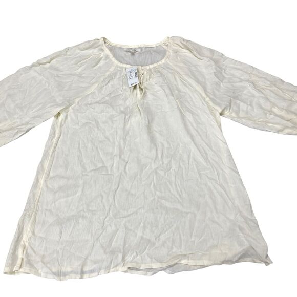 Maurices 3/4 Sleeve Peasant Top Size Small Cream Rayon Sheer Blouse MSRP: $29 - Picture 7 of 13